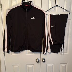 Puma Black Jacket and Pants with White and Red  stripe
